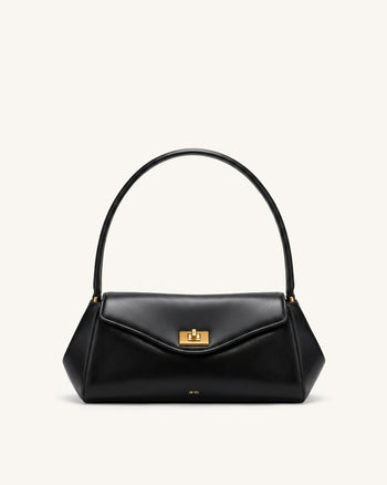 Lucia Borsa a spalla con patta e chiusura a girello - Nero