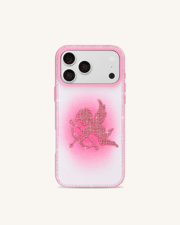 Custodia per telefono con angelo di strass - Rosa