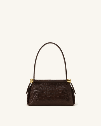 Naomi Borsa a spalla con doppia zip - Marrone coccodrillo