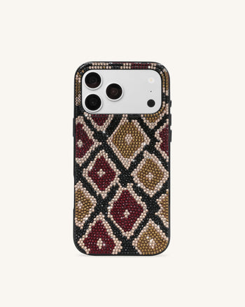 Custodia per telefono con strass geometrici - Marrone
