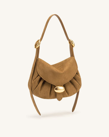 Avery Borsa hobo drappeggiata in finto camoscio - Cammello