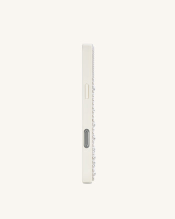 Pearl Cover per telefono con fiocco in cristallo artificiale - Bianco