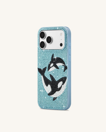 Orca Cover per telefono con coppia di cristalli artificiali - Azzurro