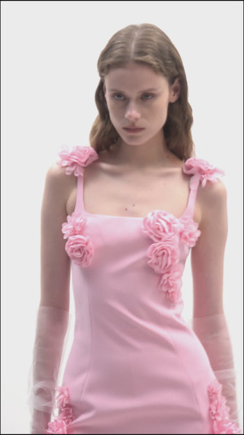 Elaina Mini Abito Rosa con Applicazione di Rosette - Rosa