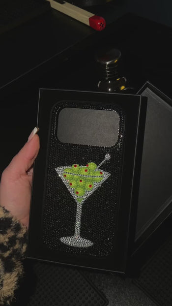Olive Martini Custodia per Telefono in Cristallo Artificiale - Nero