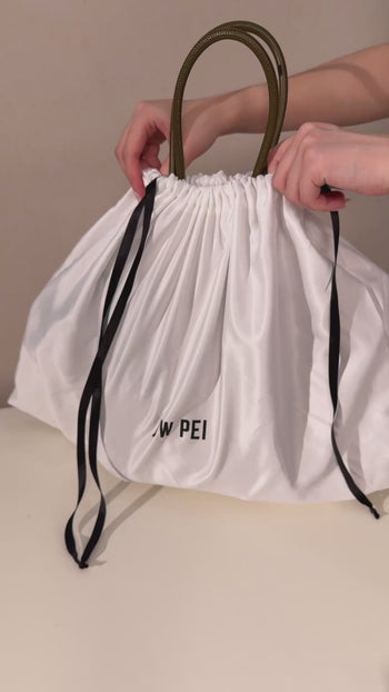 Nala Borsa Tote con Trama a Intreccio Largo - Verde Oliva