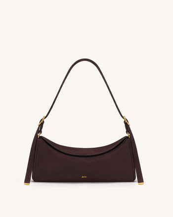 Elowen Borsa a spalla East-West in finta pelle scamosciata - Marrone scuro