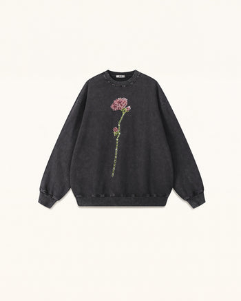 Pullover The Enchanted con rosa in strass - Nero