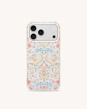Vintage Cover per telefono a conchiglia con cigno Romance Pearl - Bianco