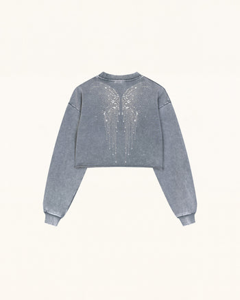 Felpa Angelic Dripping Crystal Wings - Ash Cloud