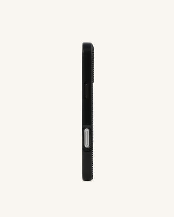 Cover per telefono con perle e bocca di squalo - Nero