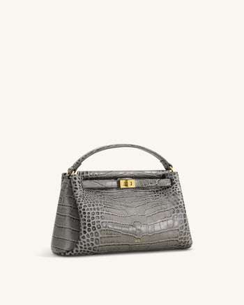 Carmen Borsa a mano effetto coccodrillo - Grigio