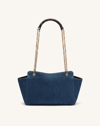 Lucia Borsa a spalla a busta con catena - Denim blu