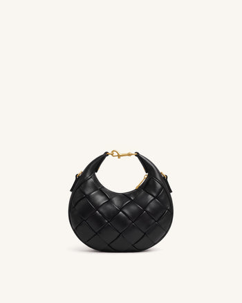 Alina Borsa a mano a mezzaluna intrecciata - Nero