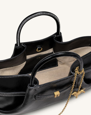 Maeve Borsa Tote con Charm Metallico a Forma di Bassotto - Nero