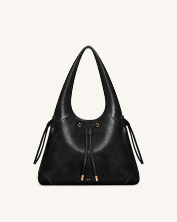 Borsa Hobo con coulisse Elara - Nero