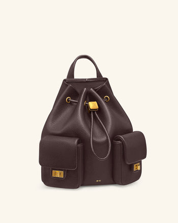 Zaino utility con coulisse effetto martellato Avery – Marrone scuro