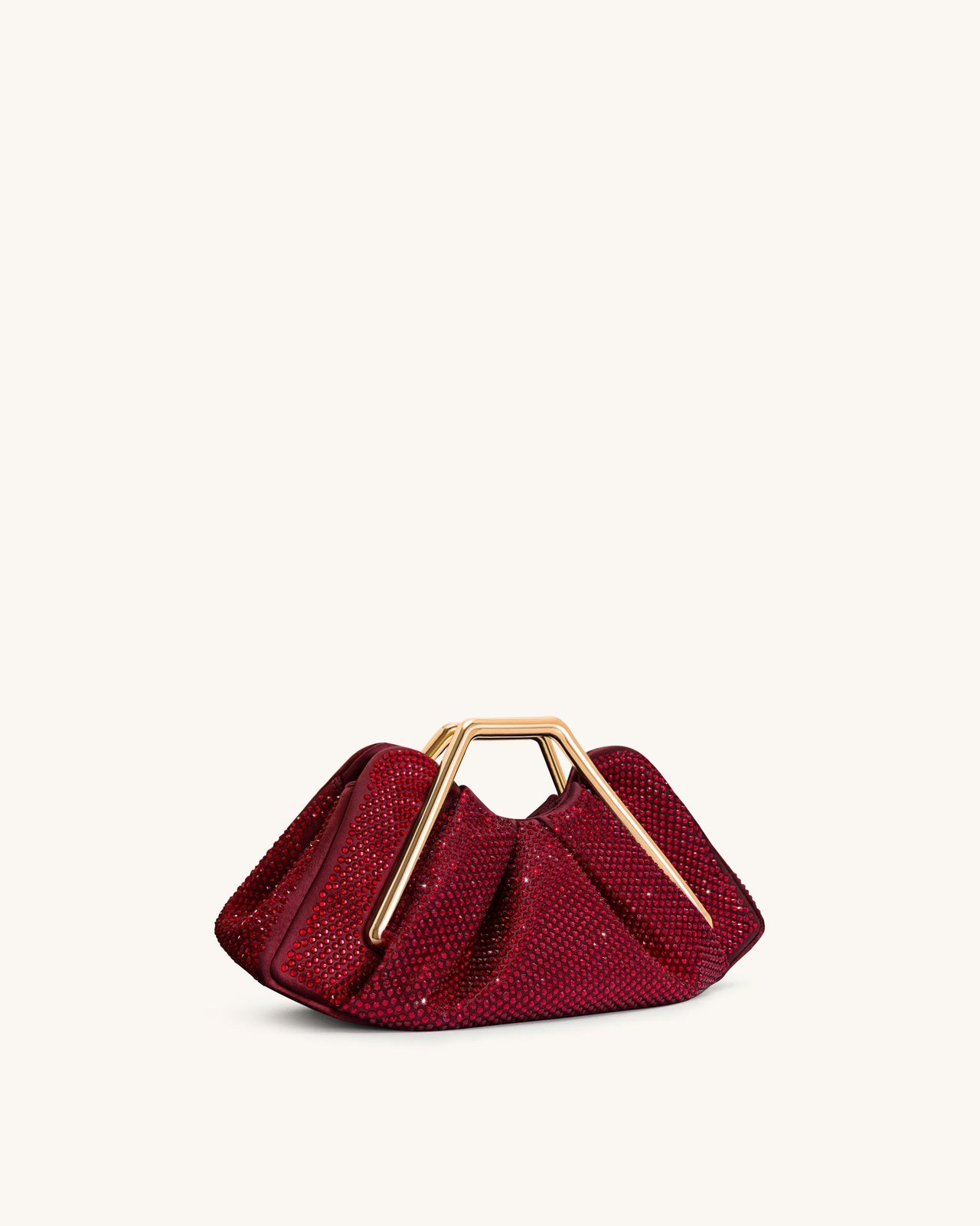 Lila Pochette con Struttura in Metallo e Cristalli Artificiali - Rosso