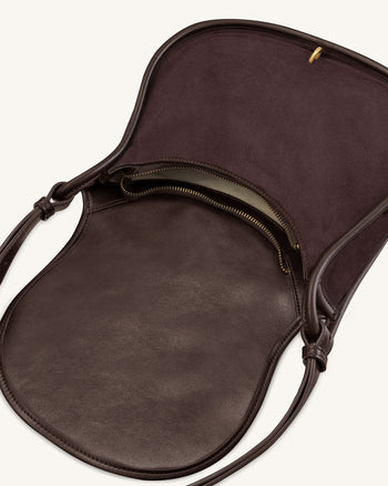 Arla Borsa Hobo Piccola in Finta Pelle Scamosciata - Cioccolato