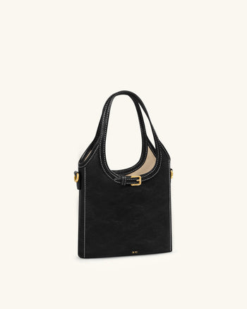 Brooke Mini Borsa a Mano Cinturata e Impreziosita - Nero