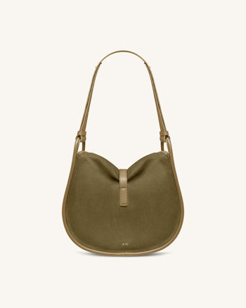 Arla Borsa Hobo Piccola in Finta Pelle Scamosciata - Verde Oliva