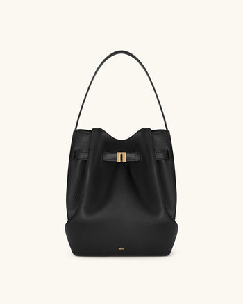 Clara Bolso de Hombro Tipo Cubo con Acento de Candado - Nero