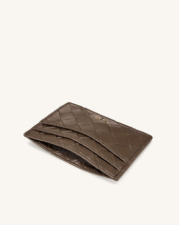 Portacarte con trama intrecciata - Marrone cacao