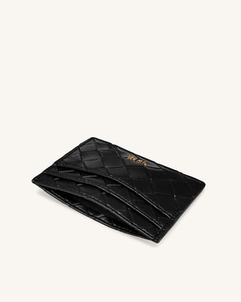 Portacarte con trama intrecciata - Nero
