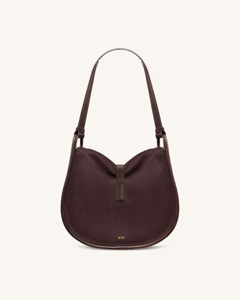 Arla Borsa Hobo Piccola in Finta Pelle Scamosciata - Cioccolato