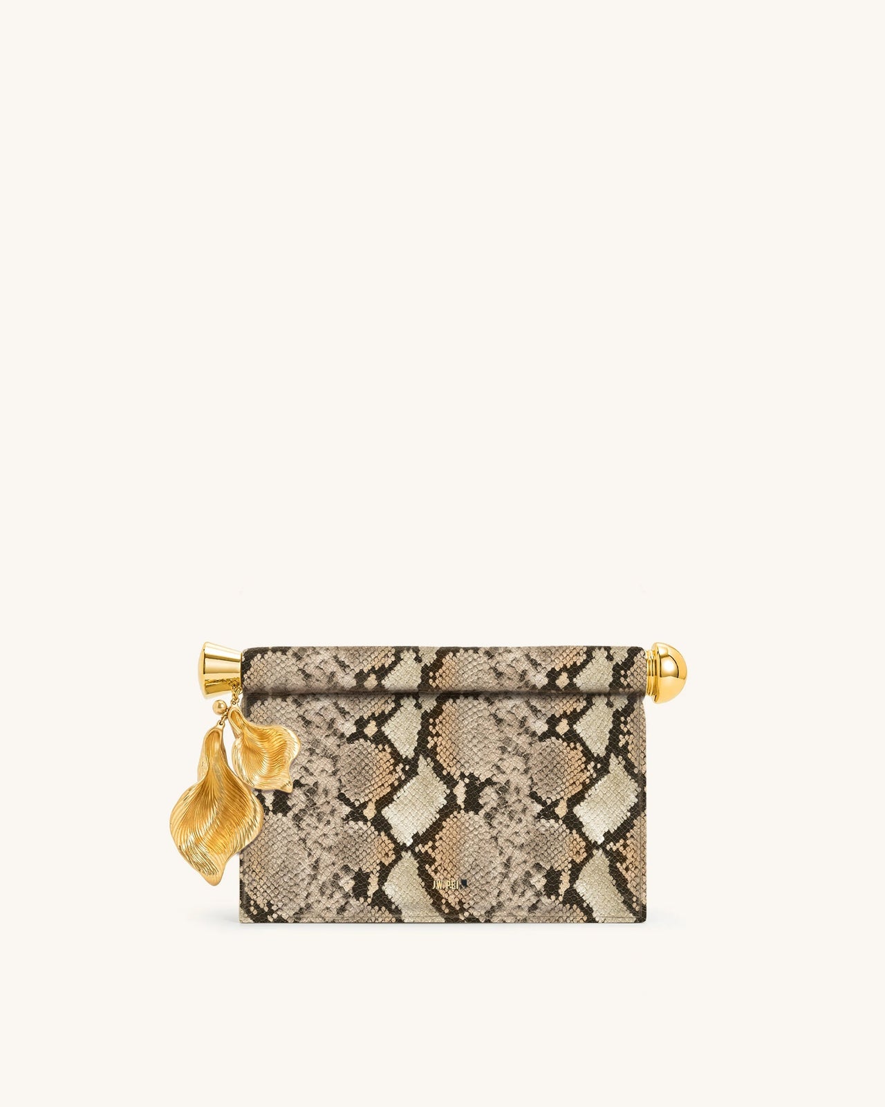 Holly Pochette in Effetto Pitone con Ciondolo Metallico - Albicocca