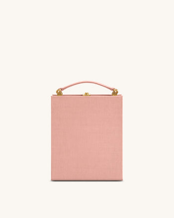 Pochette a forma di libro con motivo cucciolo e calice di vino Taya - Rosa