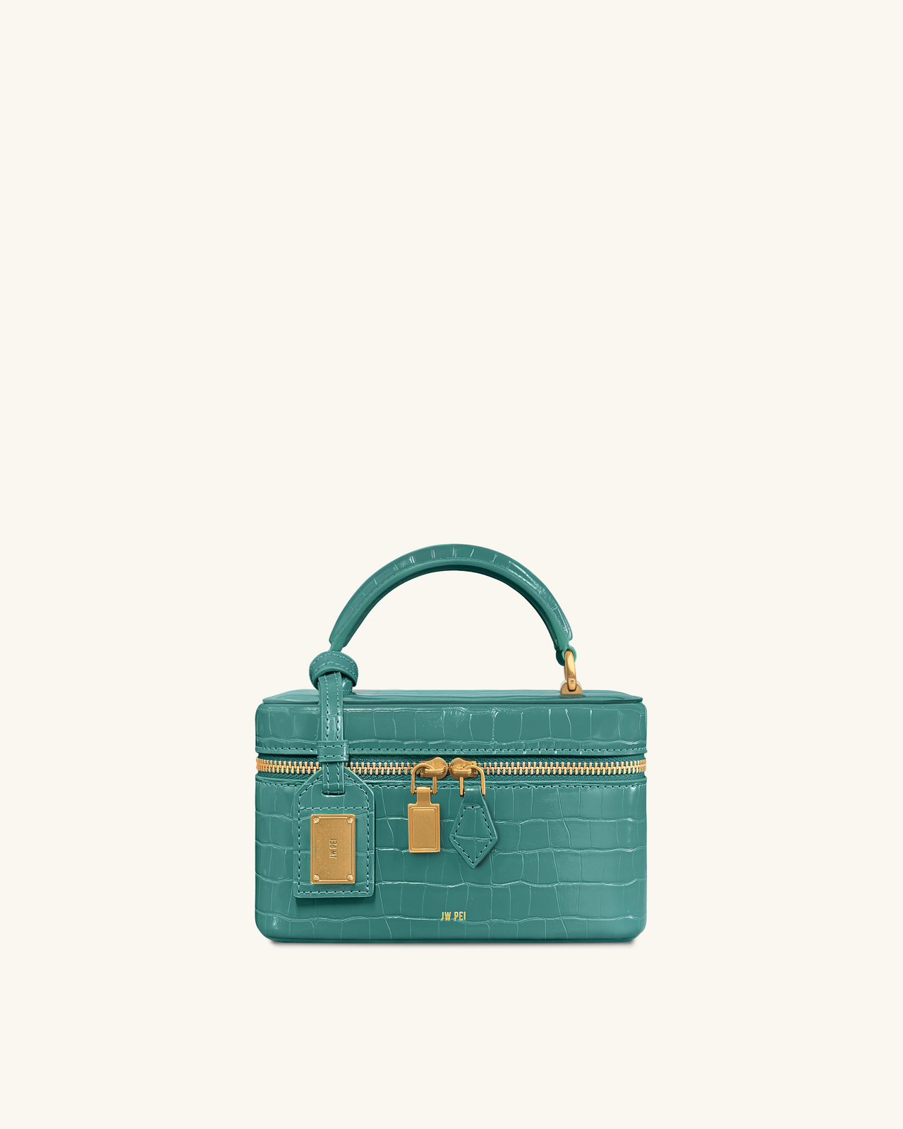 Borsa Cleo a forma di scatola con manico superiore - Croco verde
