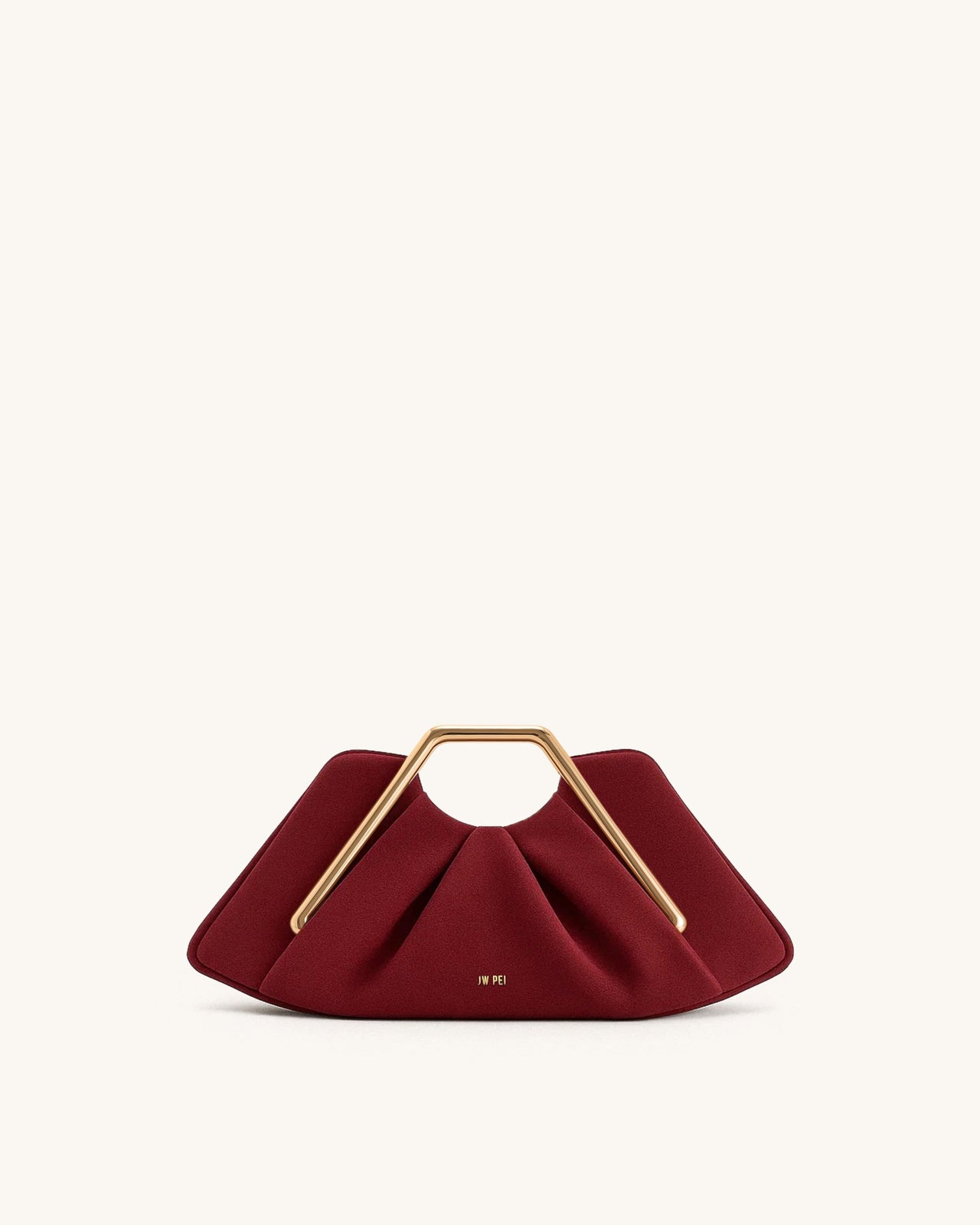 Pochette Lila in similpelle scamosciata con cornice in metallo - Rosso