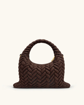 Borsa con Manico Trapuntata in Finta Pelle Scamosciata Cora - Marrone Scuro