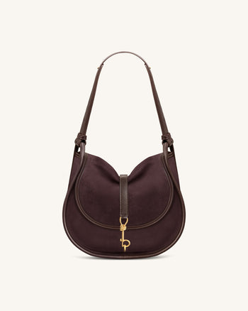 Arla Borsa Hobo Piccola in Finta Pelle Scamosciata - Cioccolato