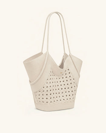 Maribel Borsa tote con pannelli intrecciati - Avorio