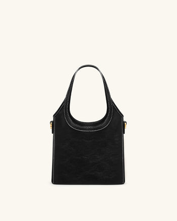 Brooke Mini Borsa a Mano Cinturata e Impreziosita - Nero