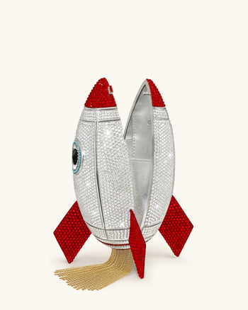 Rocket Forma Pochette Finto Cristallo - Argento