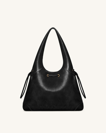 Borsa Hobo con coulisse Elara - Nero