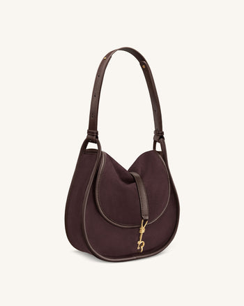 Arla Borsa Hobo Piccola in Finta Pelle Scamosciata - Cioccolato