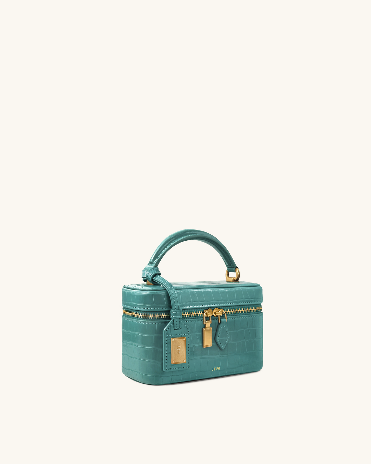 Borsa Cleo a forma di scatola con manico superiore - Croco verde
