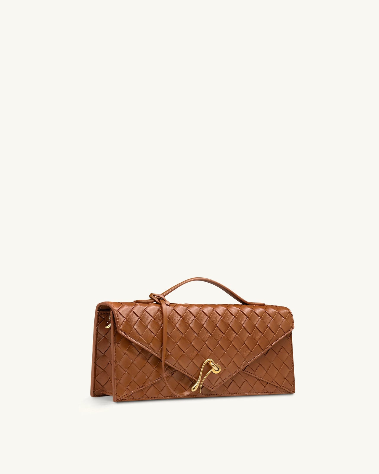 Celeste Borsa a mano con trama intrecciata e patta - Marrone