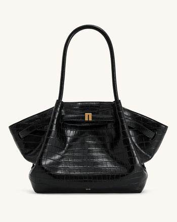 Hana Borsa tote grande - Coccodrillo nero