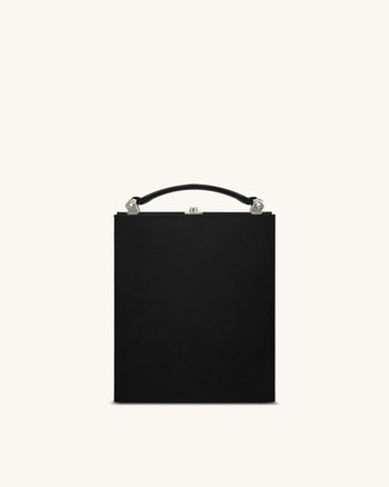 Pochette a forma di libro con motivo cucciolo e calice di vino Taya - Nera