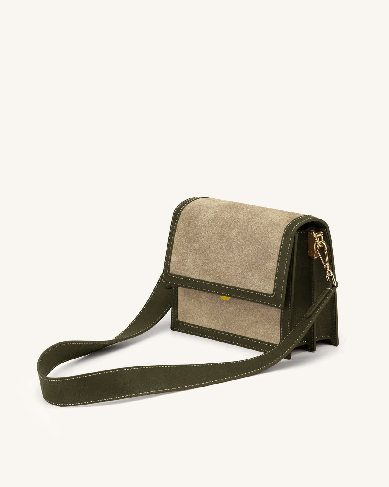 Mini tracolla con patta in finto suede - Verde