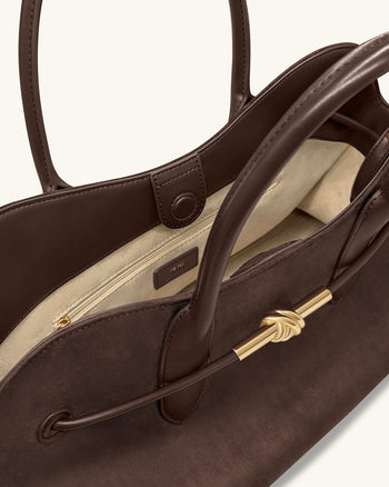 Adele Grande Tote Bag con Nodo in Corda Metallica - Marrone Moka