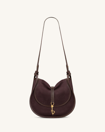 Arla Borsa Hobo Piccola in Finta Pelle Scamosciata - Cioccolato