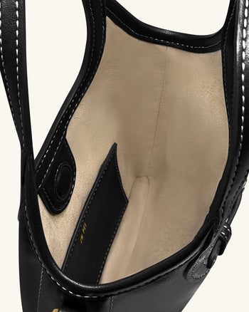 Brooke Mini Borsa a Mano Cinturata e Impreziosita - Nero