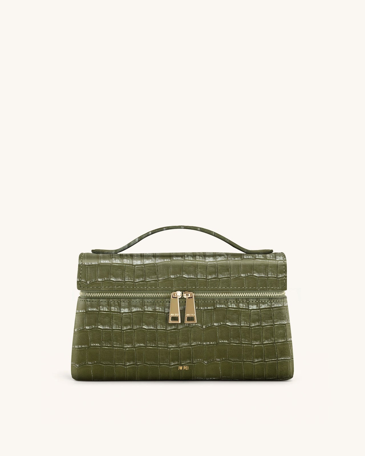 Thea Borsa a Mano con Motivo Coccodrillo - Verde Oliva