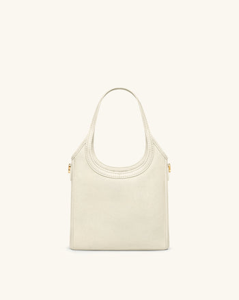 Brooke Borsa Mini con Manico e Cintura, Orchidea Ricamata con Perline - Avorio